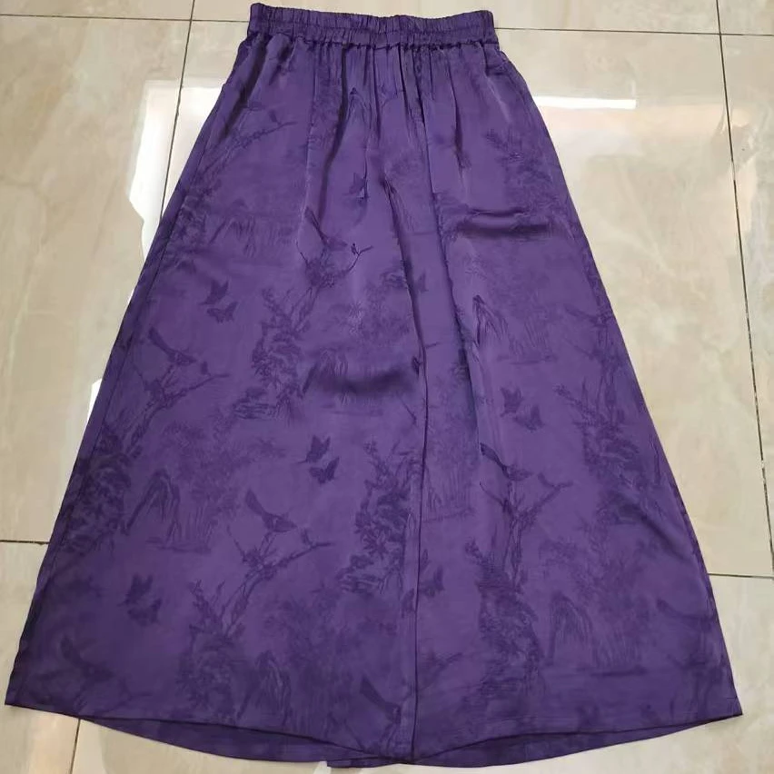 缎味原创-暮山紫色阔腿裤