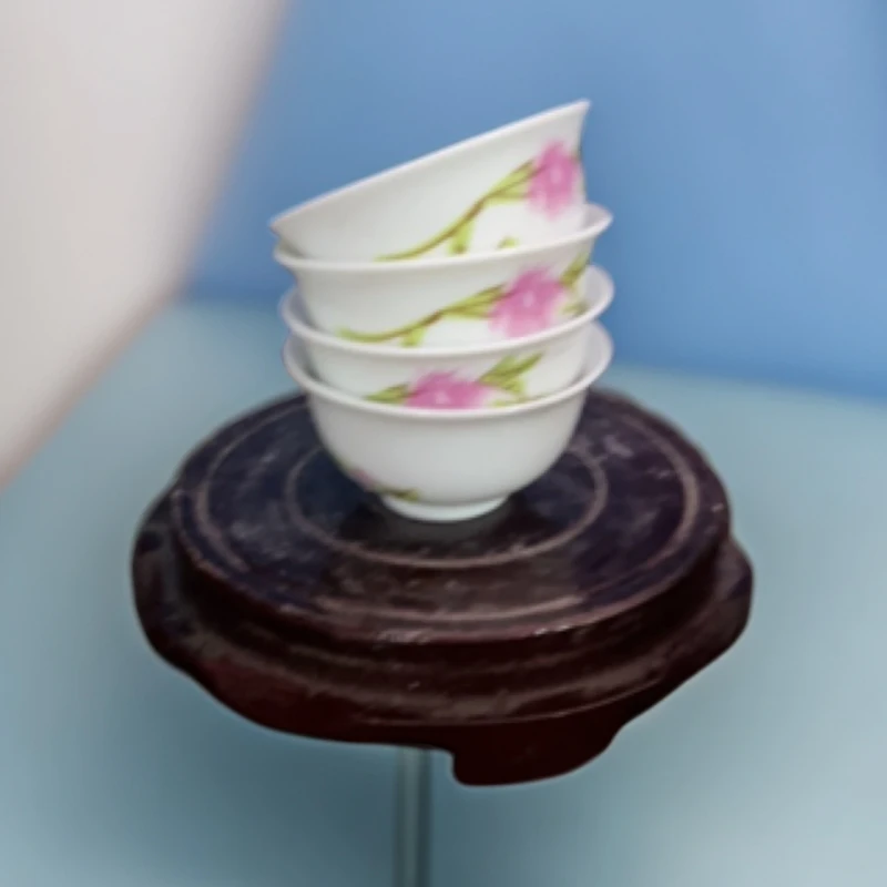 景德镇陶瓷水点桃花小客杯 拍一发四