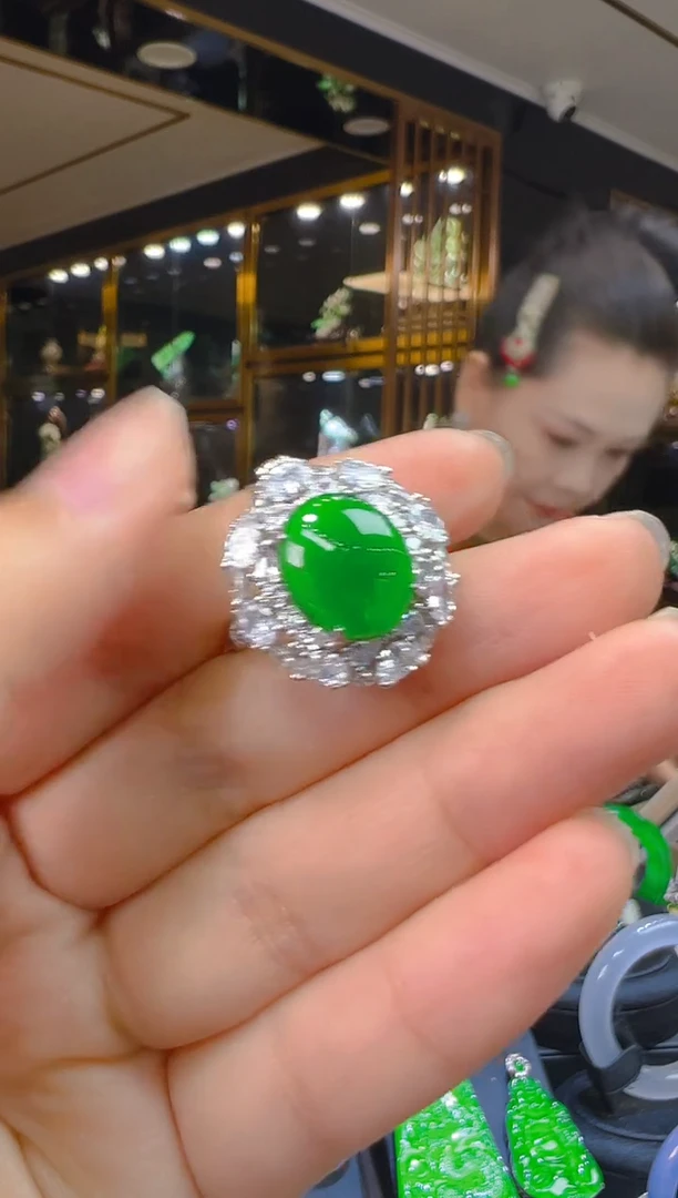 翡翠戒指银S925镶嵌184（多样性发其一）