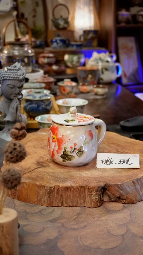 杯牡丹景德镇手工手绘