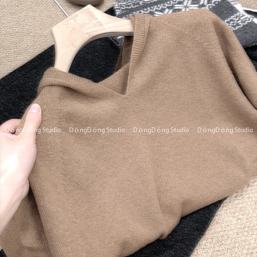 超高货～【全毛帽衫】连帽套头无缝纯色宽松长袖毛衣针织帽衫 1136