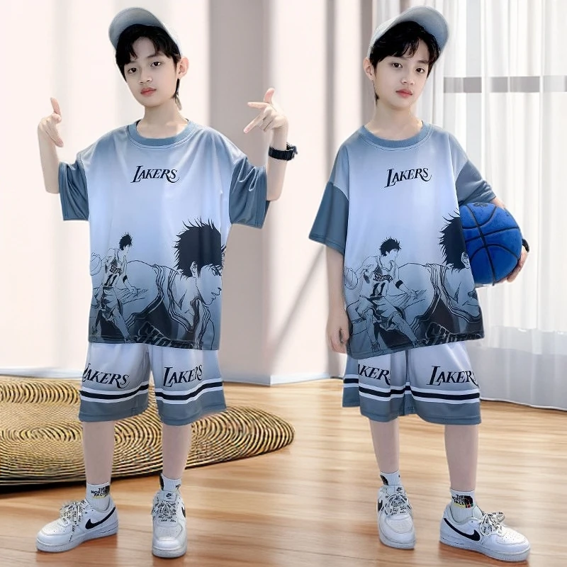 韩范印花童套装男童短裤套装6-12岁时尚男童夏装套装短袖t恤宽松