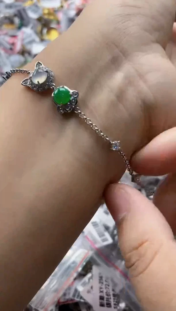 翡翠戒指银S925镶嵌4444---7