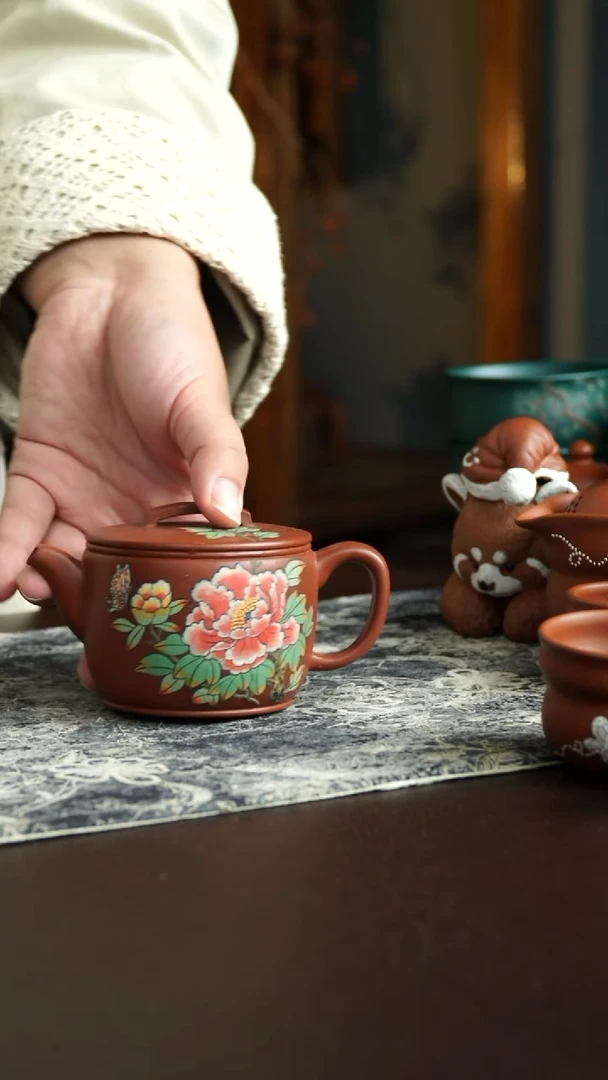 茶杯紫砂59号范士玉老师牡丹汉瓦 宜兴紫砂原矿作品