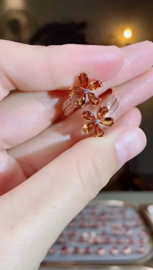 银S925镶嵌戒指水晶手饰