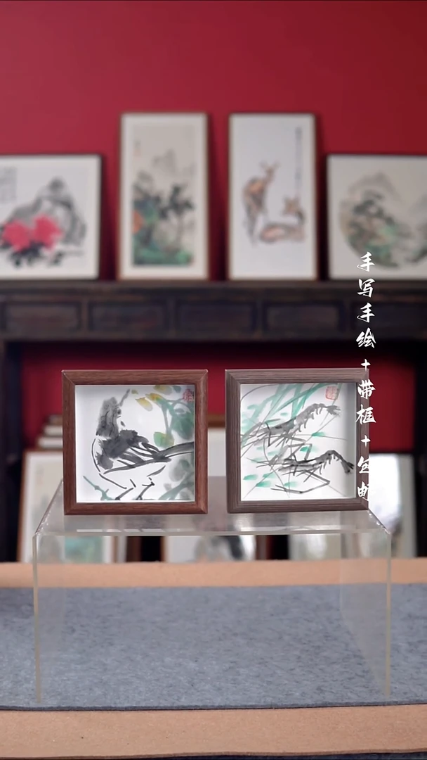 国画手绘手写-6寸摆台2个