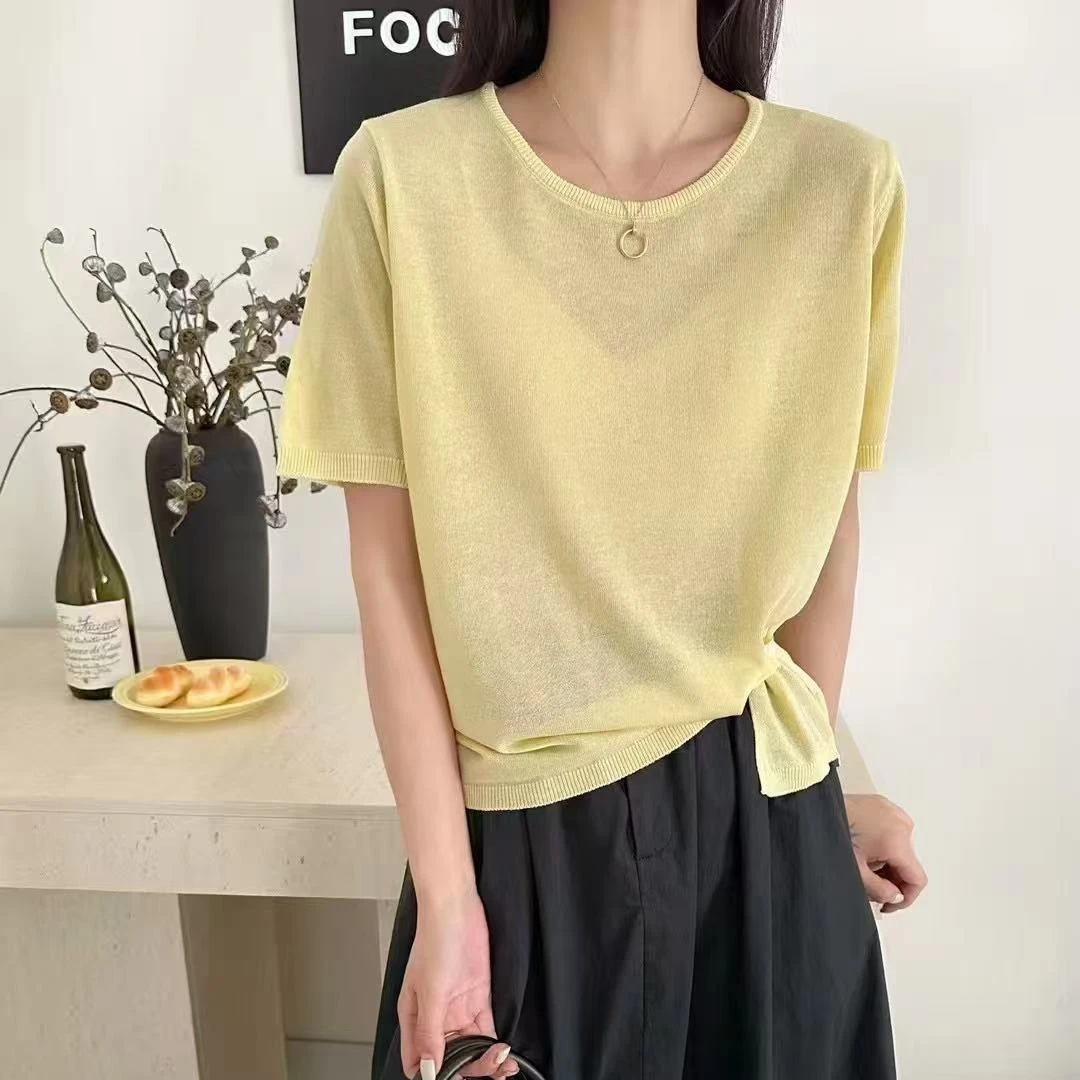 知汝懿清凉多巴胺夏季莱赛尔亚麻短袖