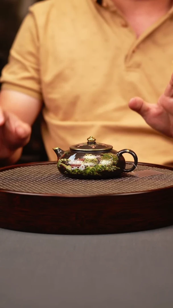 茶壶紫砂石黄 寒江 忆江南珐琅彩