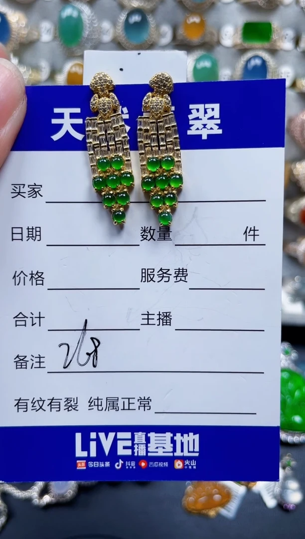银S925镶嵌翡翠耳饰268