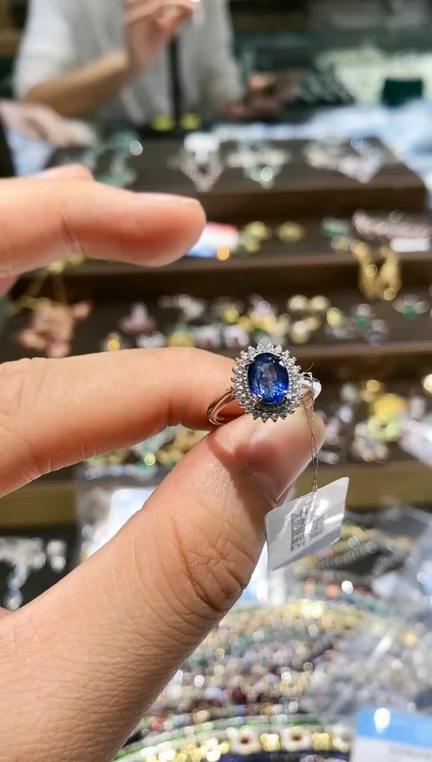 【闪购商品】蓝宝石戒指银S925镀金镶嵌戒指