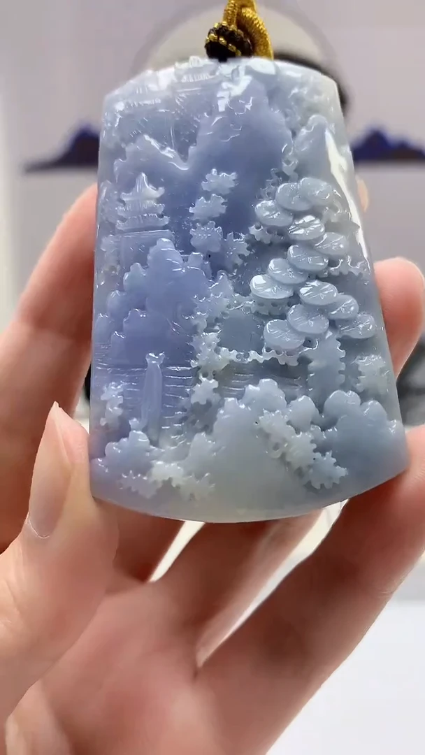 【闪购商品】定制翡翠未镶嵌4917zm-毛货挂件136山水