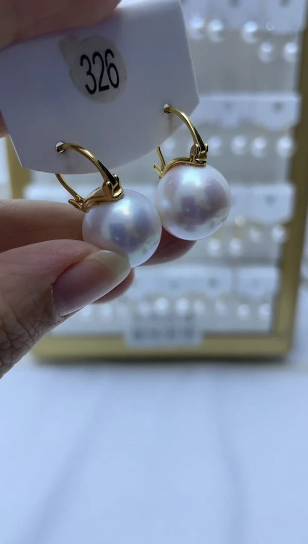 银S925镶嵌耳饰淡水珍珠326