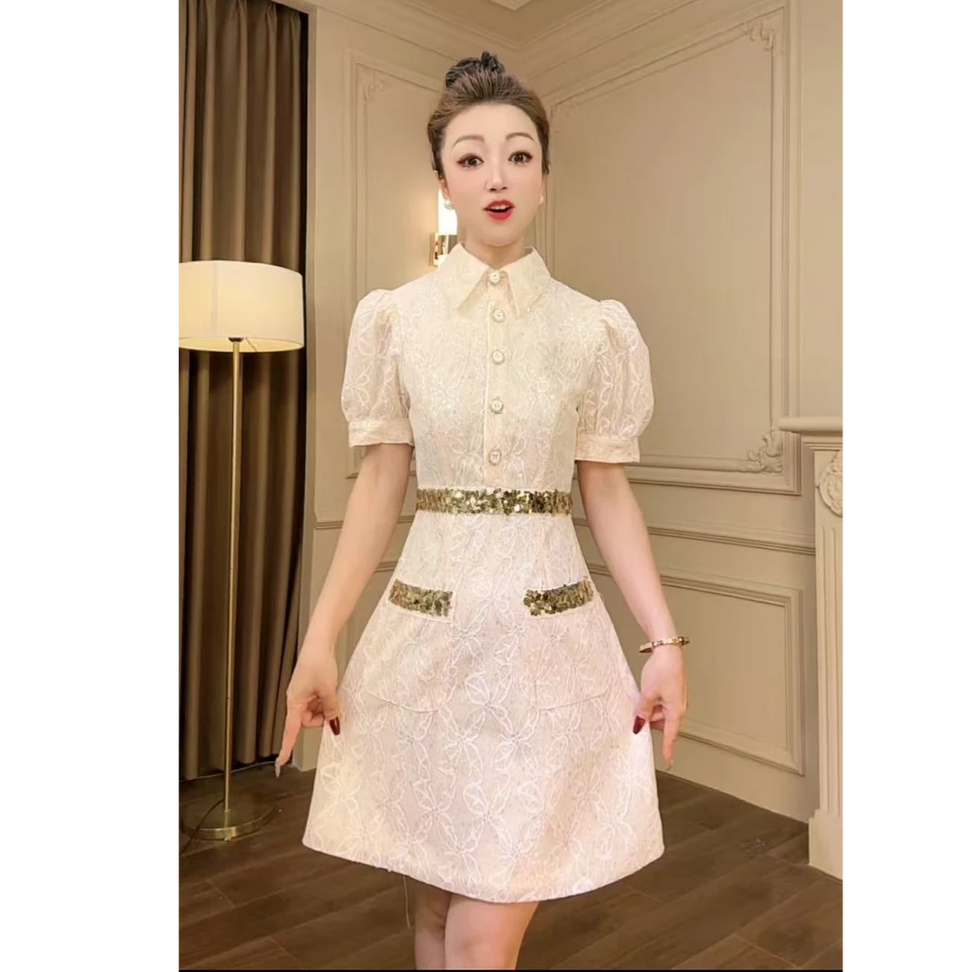 2025年夏季新款小香风时尚轻奢法式提花气质显瘦修身连衣裙21639