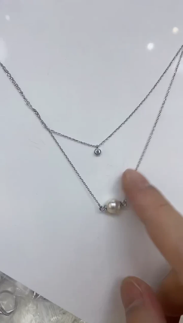 海水珍珠银S925镶嵌颈饰