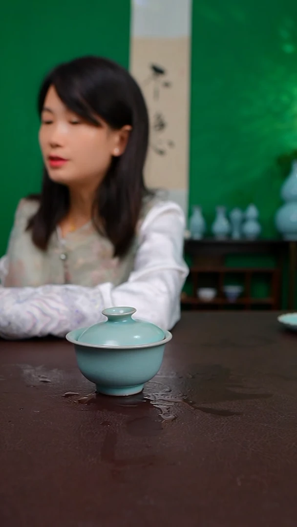 仿古二才压手盖碗不完美 简装