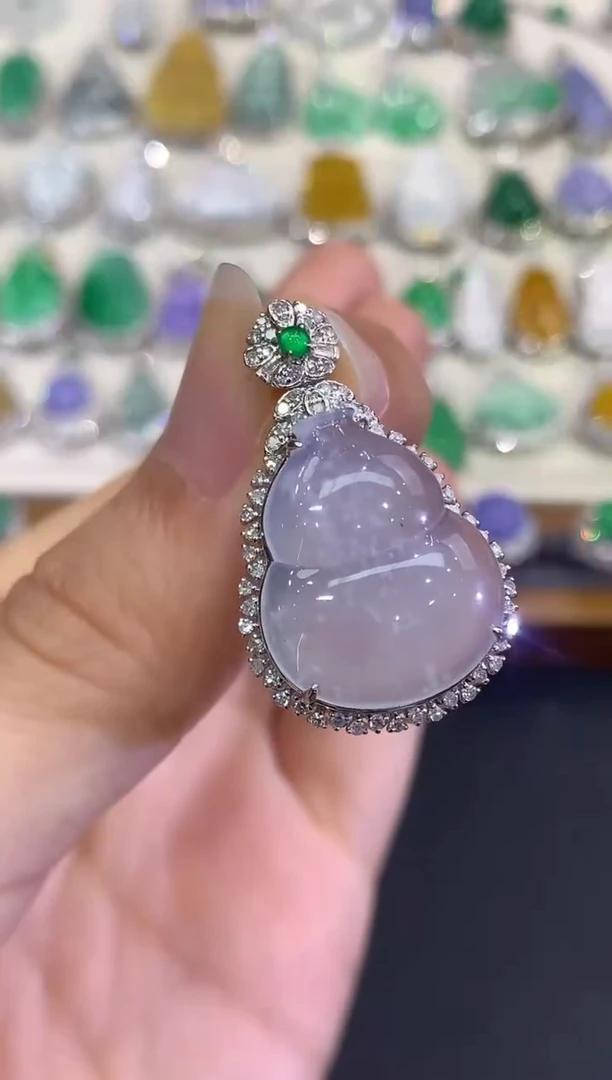 吊坠(不含链)18K金镶嵌翡翠B132