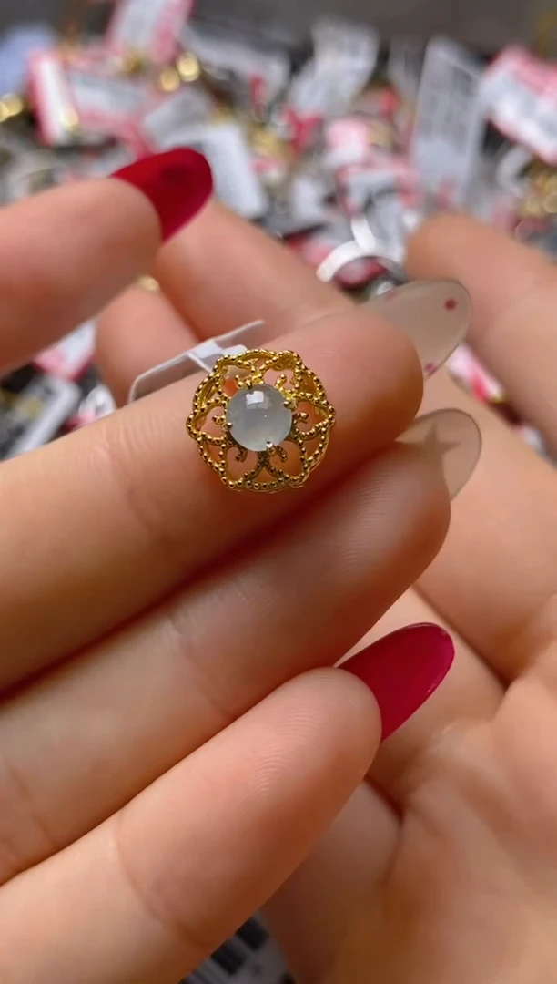 银S925镶嵌戒指翡翠百内无证书