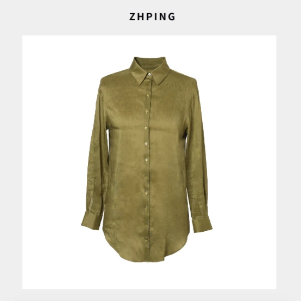 常规款宽松型极简宽松衬衫时尚百搭长袖春季上衣P001