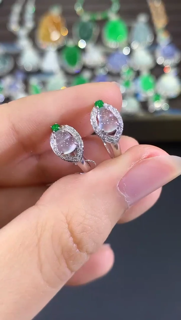 18K金镶嵌翡翠耳饰B53 多样性 一件发货