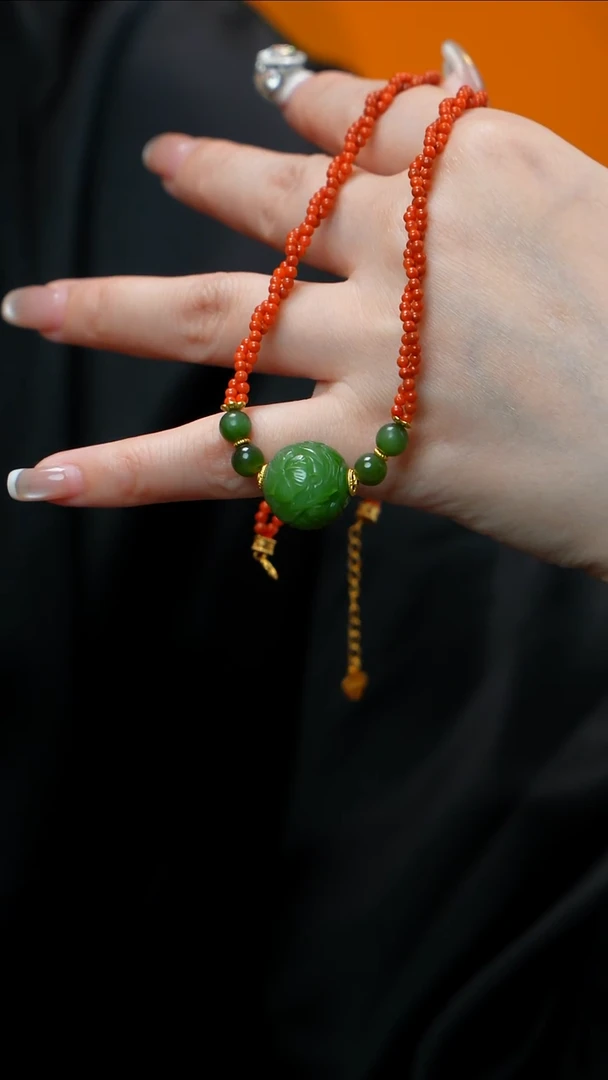 和田玉（碧玉）未镶嵌颈饰碧玉项链 多样性发其一