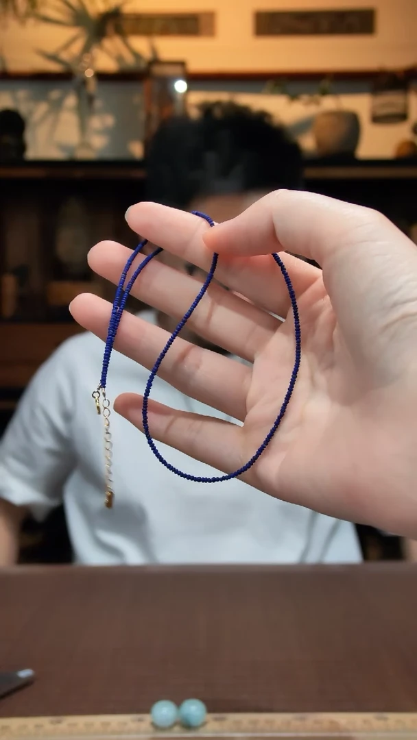 青金石银S925镶嵌颈链S925银青金石颈链ZD