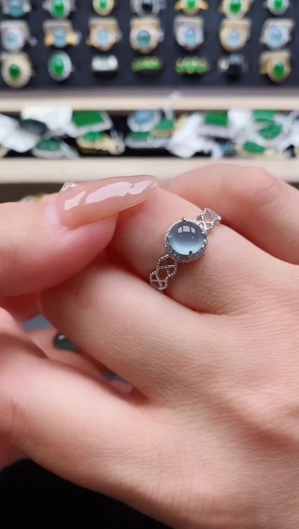 银S925镶嵌戒指翡翠1