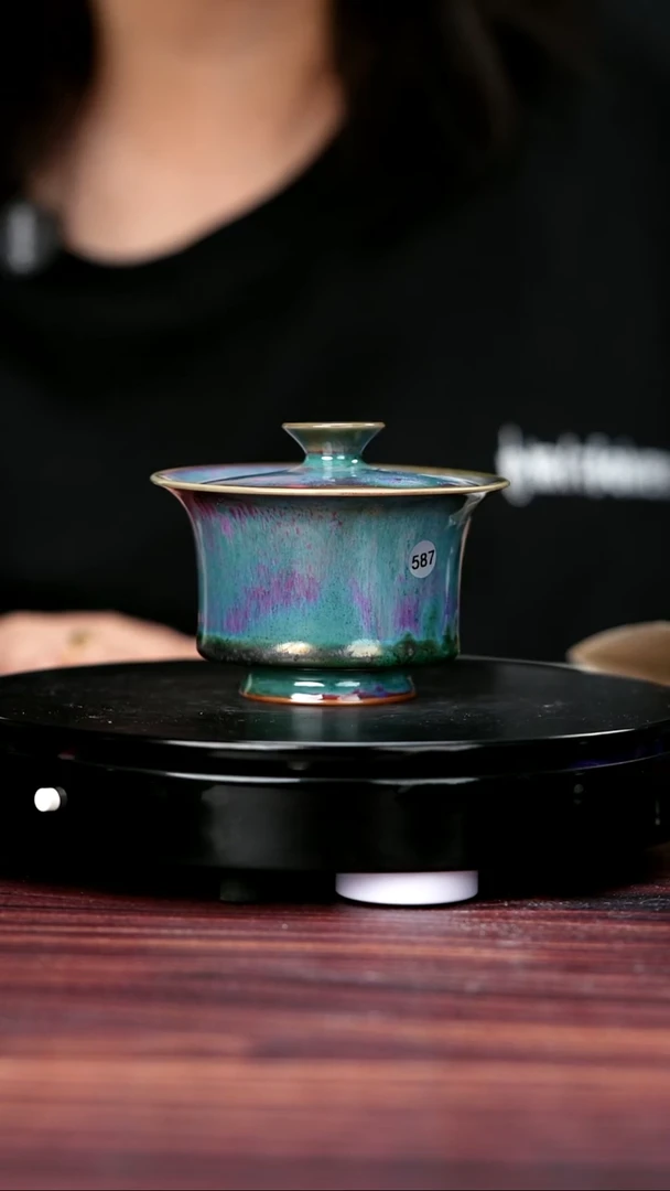 杯子587#李盼龙一级品原矿钧瓷盖碗