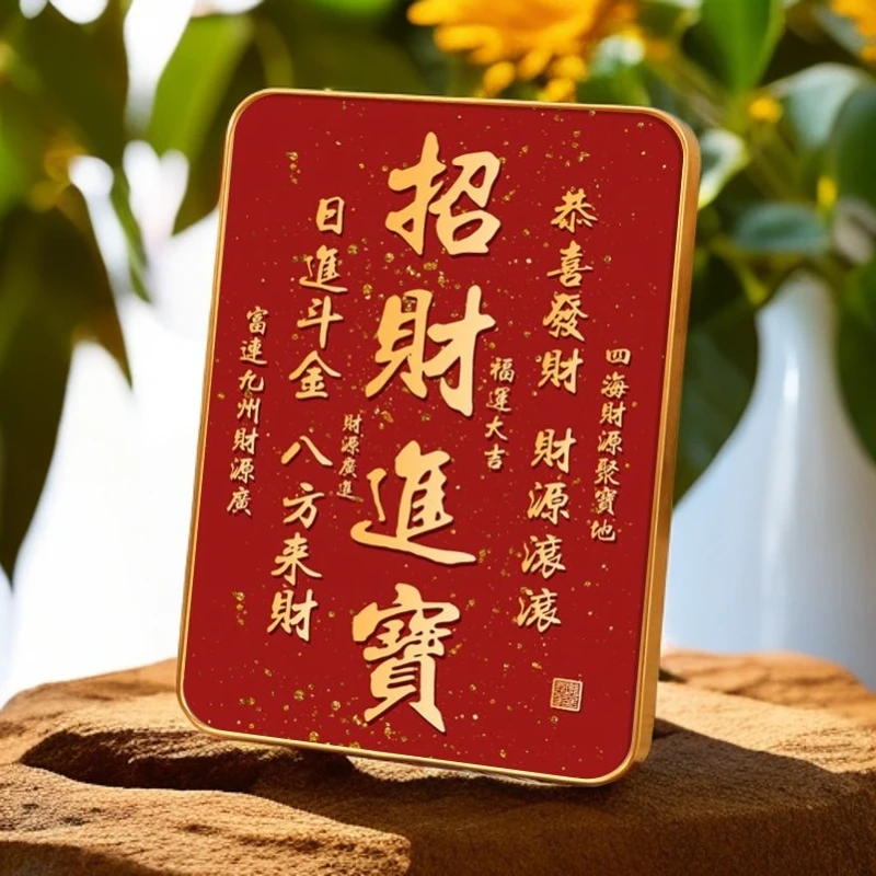 字画红色八方来财挂画办公室书法招财进宝电视柜喜庆客厅摆件摆台