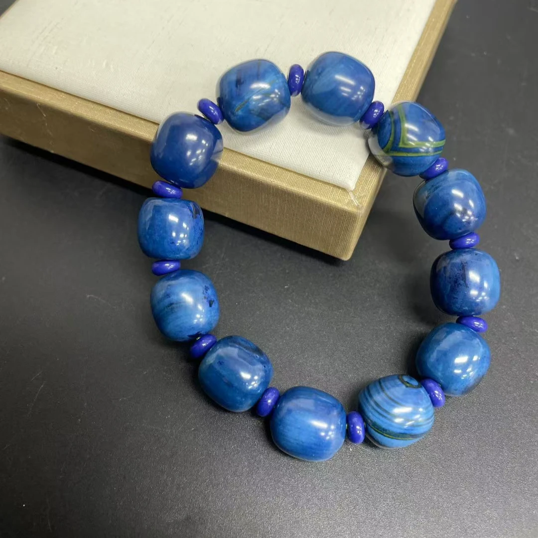 【小杰推荐】冰川蓝纹大颗粒老型珠手链 （多样性发其一）3283