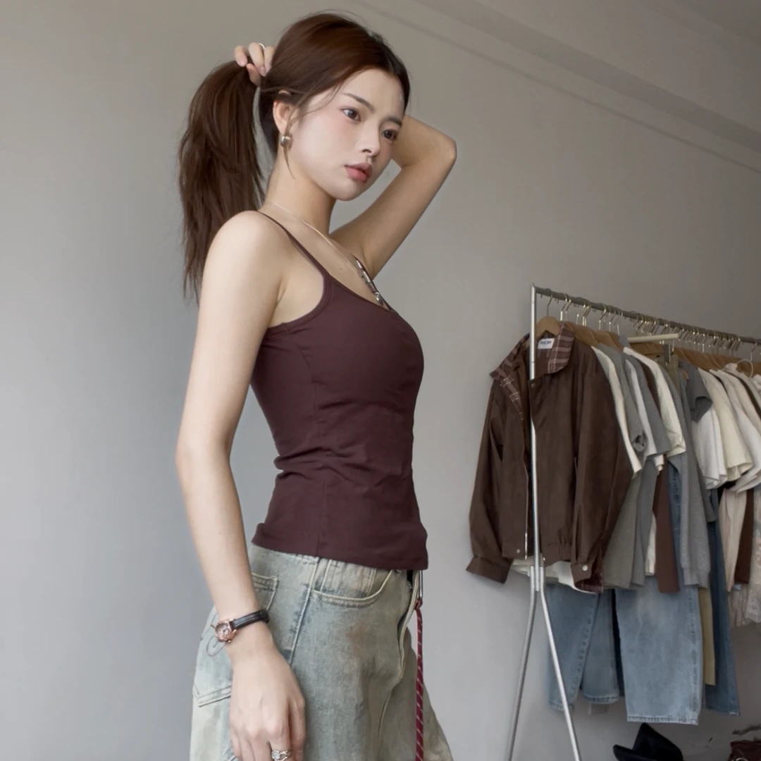 【吊带背心】 Pocket口袋服饰 磨毛带胸垫内搭打底上衣小吊带背心