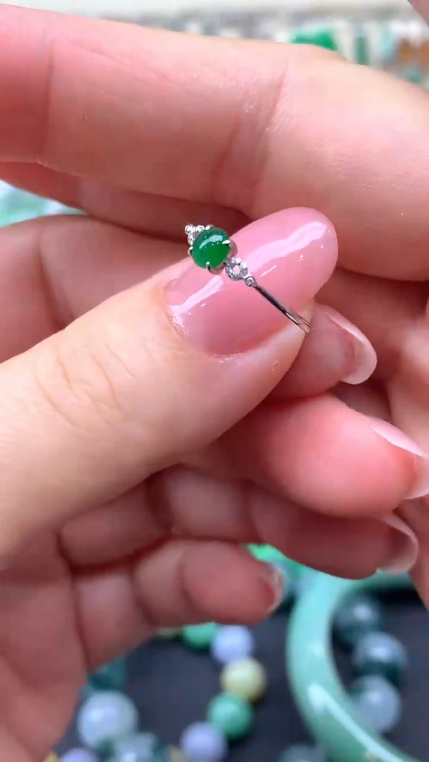 【闪购商品】翡翠戒指18K金镶嵌39-天然翡翠