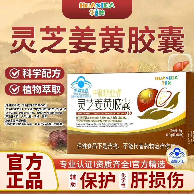 正品灵芝姜黄胶囊内廷口苦臭养肝护肝增强免疫力肝火旺盛蓝帽认证