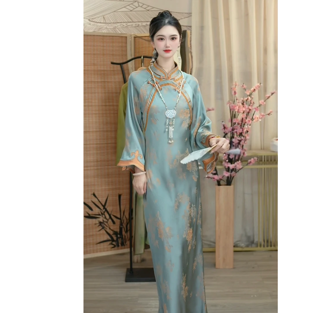 羽唐名2025夏季新款日常中国风时尚气质新中式长款连衣裙XX（2578）