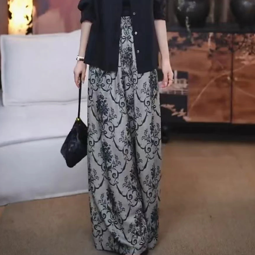 【木槿】100%桑蚕丝新中式设计显瘦国风百搭宽松设计师裤子