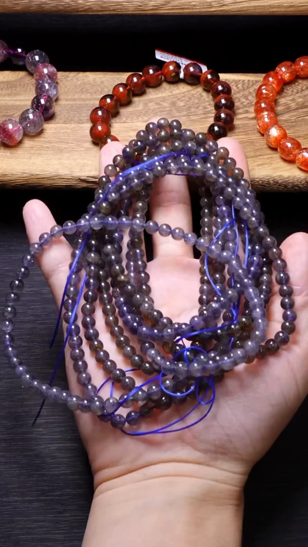 【闪购商品】堇青石Q016血滴子堇青石多圈5mm未镶嵌多样性发其一