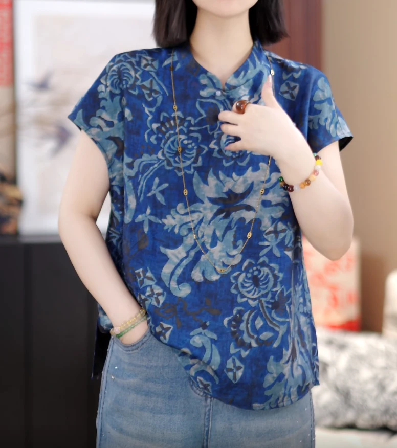 (阿芝专属）92510#2025年新中式青花瓷气质百搭时尚显瘦衬衫