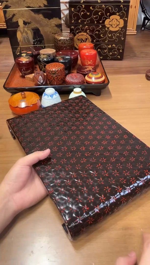九篮 篮胎漆竹编卷几