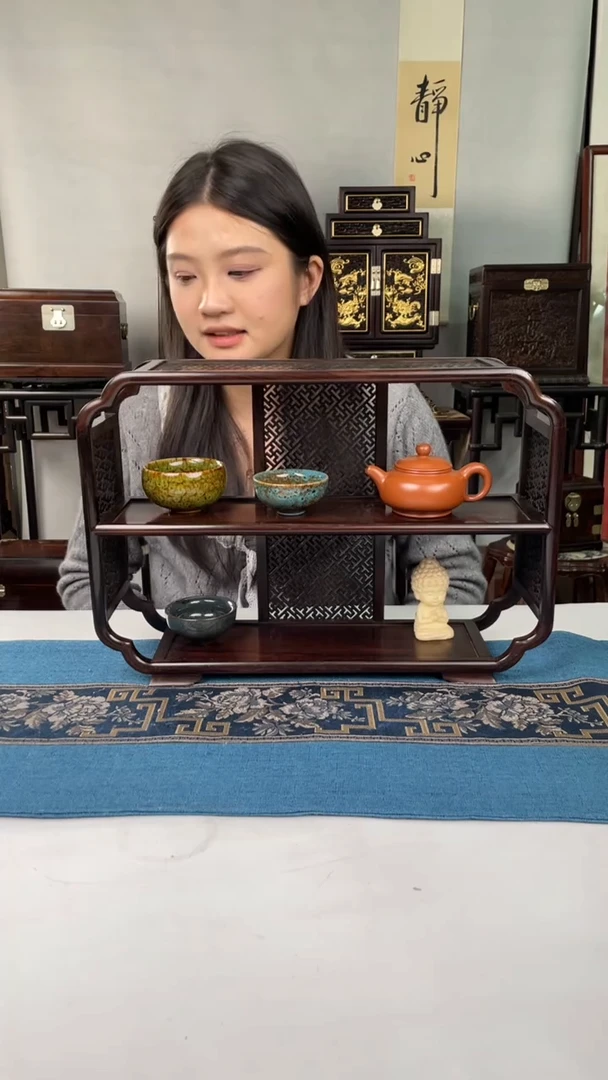 红酸枝木类端景台老****一茶边柜