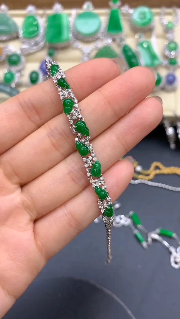 【闪购商品】翡翠手链18K金镶嵌504-中国好珍宝