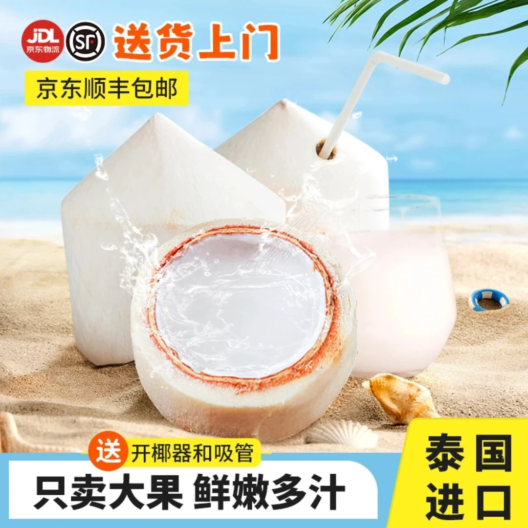 【鲜椰子水】泰国香水椰青清甜2-8粒椰子顺丰快递 送开椰器+吸管