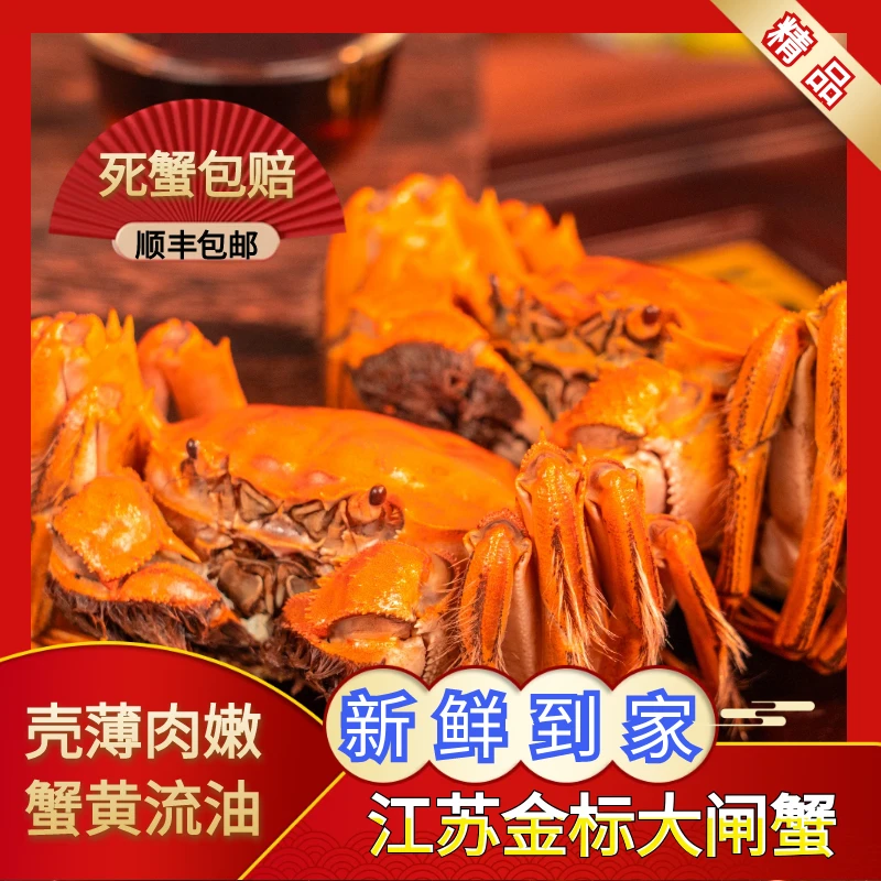 【活蟹】江苏金标大闸蟹公5.7-5.5两母4.7-4.4两买8只送2只顺丰6