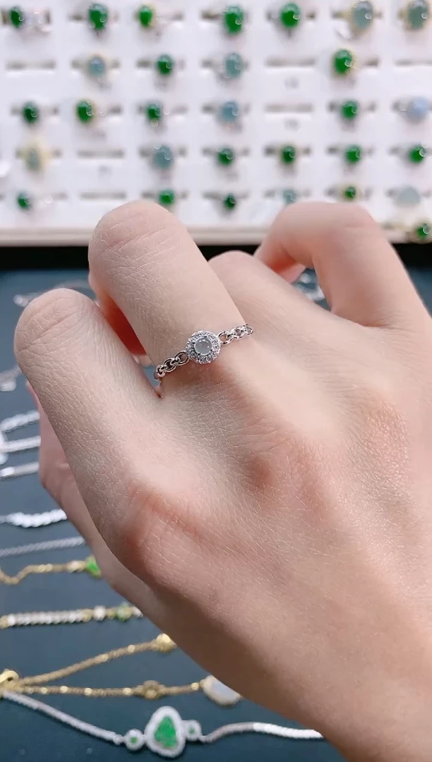 【闪购商品】翡翠戒指银S925镶嵌天然翡翠