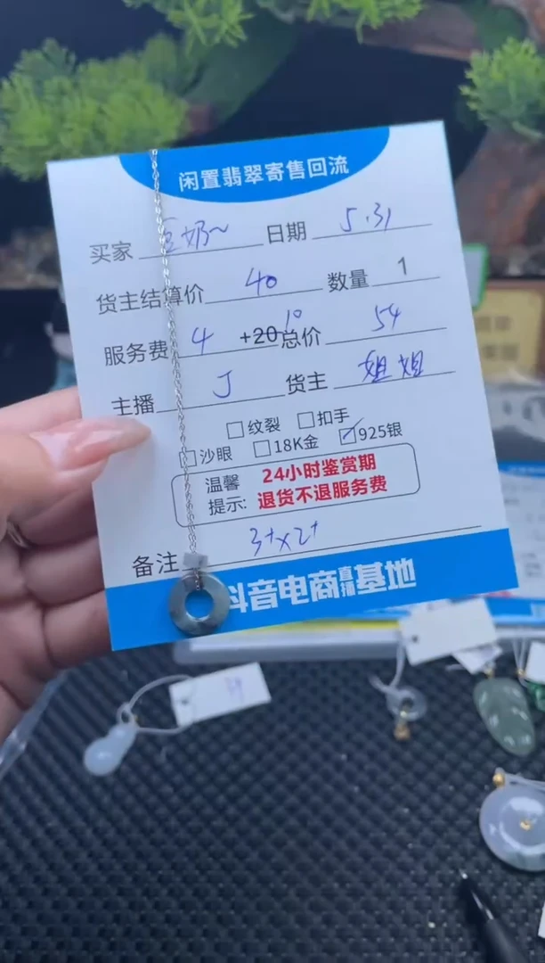 翡翠银S925镶嵌颈饰挂件