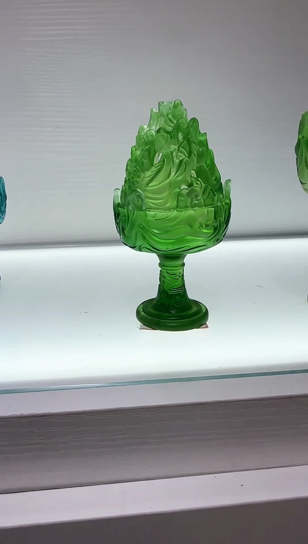手工艺品琉璃博山炉香炉绿色