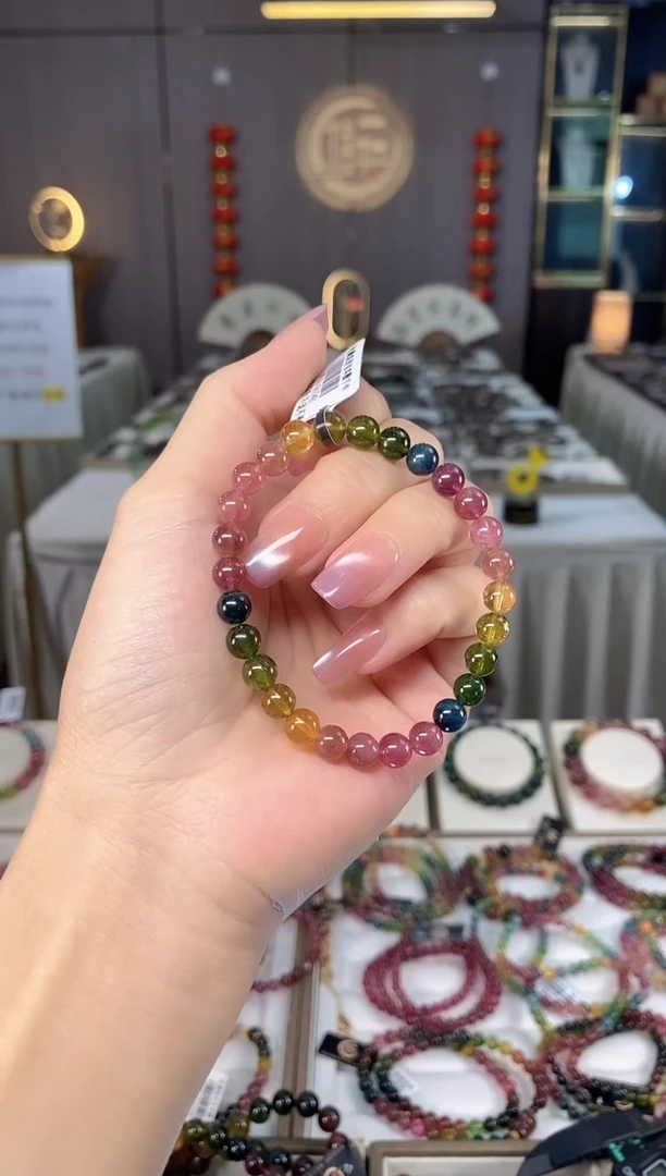 未镶嵌老矿碧玺彩虹单圈手串6mm+碧玺多样性发货一条hon