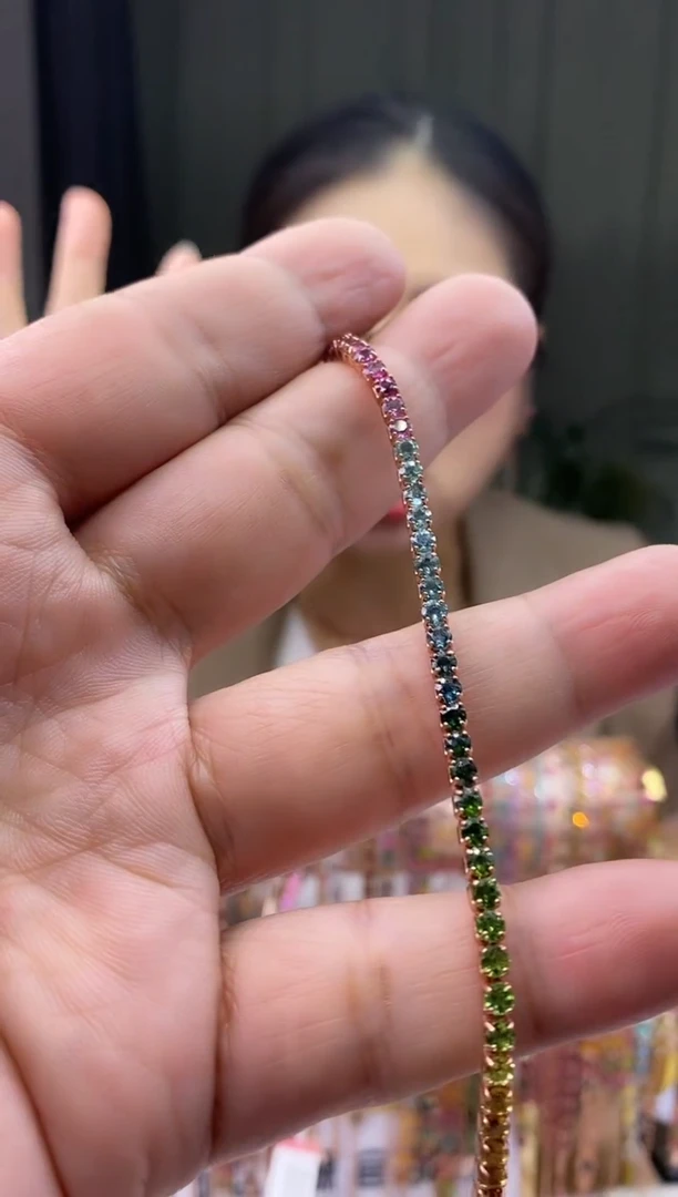 【闪购商品】碧玺手链银S925镶嵌23454354345354