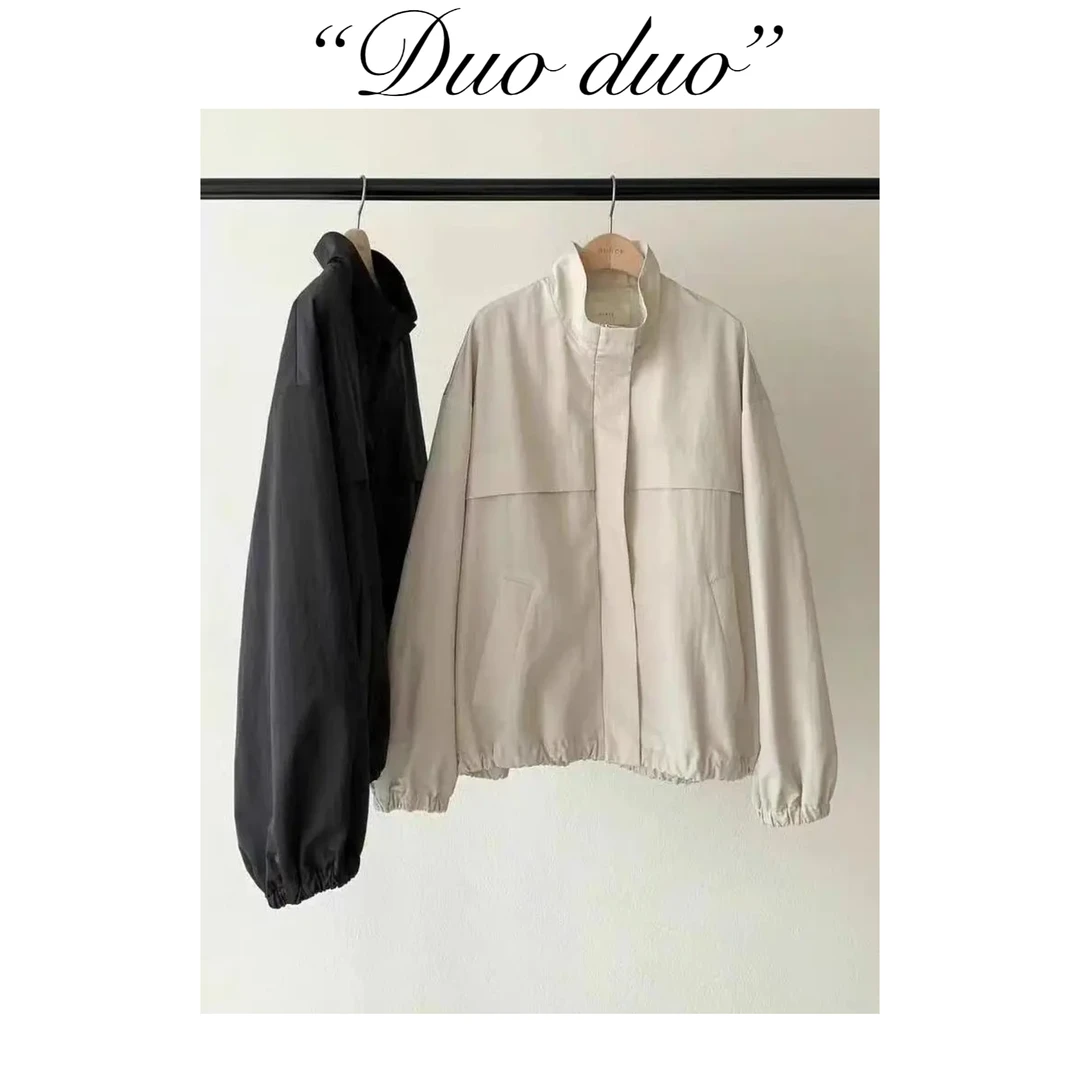 极简立领 - OU*CE韩国单混色百搭宽松显瘦立领拉链户外夹克外套女