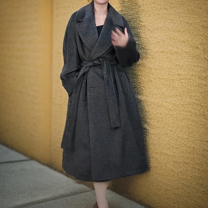 全新未使用 MaxMara 深灰色长袖大衣/44