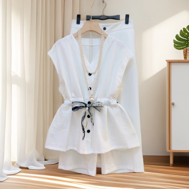 2025年夏季新款时尚高端轻奢设计感气质宽松显瘦休闲套装女洋气