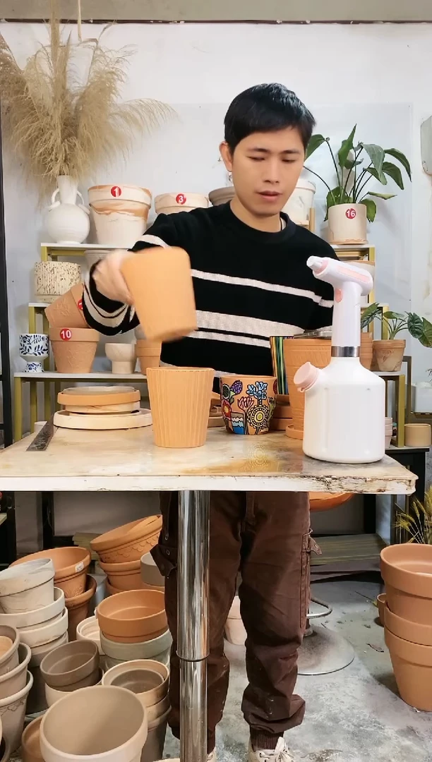 【闪购商品】红陶12*13红陶竖纹 2盆无托